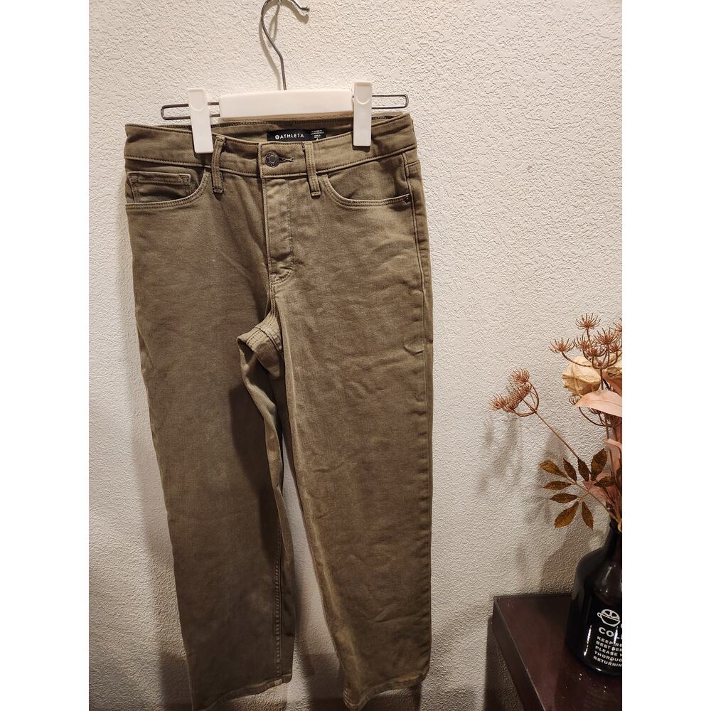 Athleta Jean Cropped stretch high rise size 4 Denim Cotton with Lycra‎ Olive